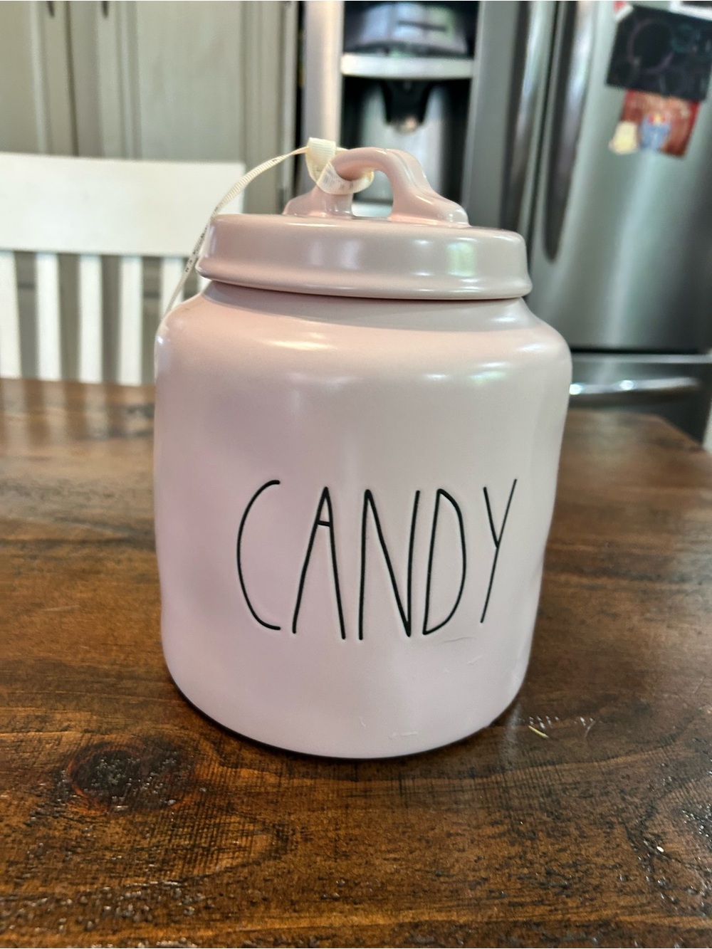 Rae Dunn Candy Jar Artisan Collection Pink Ceramic Cylinder With Lid